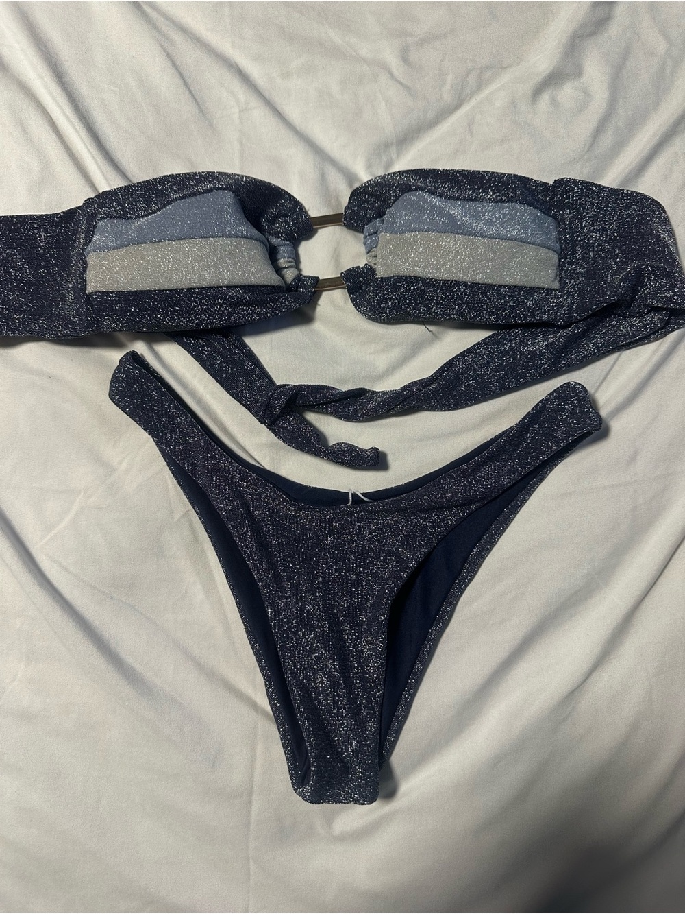 Sparkle Navy Bandeau Bikini Set
